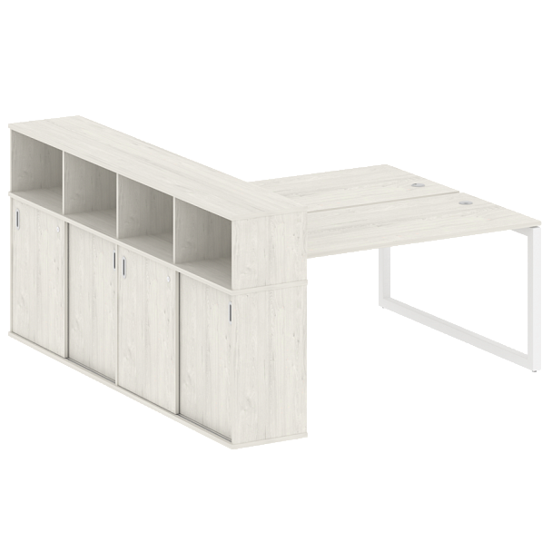 Metal System Quattro Р. ст. с шкафом-купе на О-образном м/к 50БО.РС-СШК-4.4 Т Дуб наварра/Белый металл 2010*2332*1098 - Вид 1