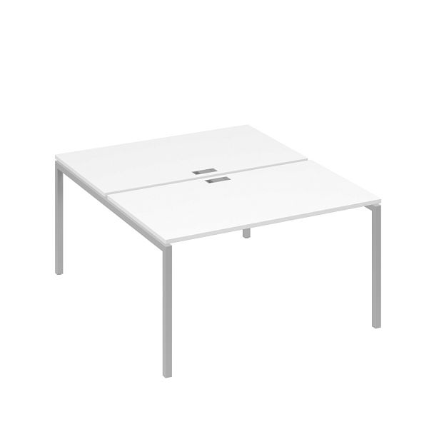 Рабочая станция 2х140 с металлокаркасом DUE A4 А4 Б2 177 БП белый премиум / металлокаркас серый - Вид 1