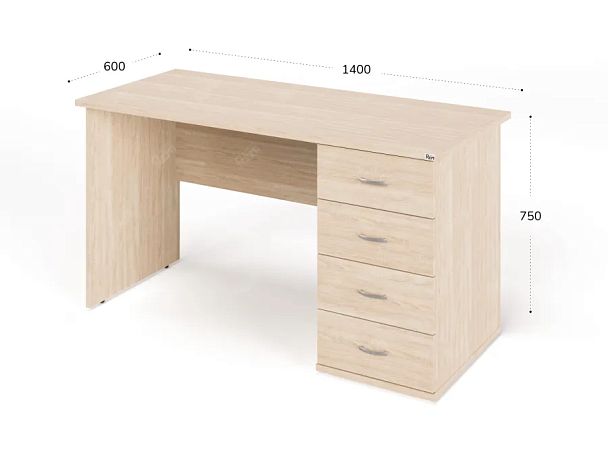 ЛАЙТ / LIGHT RRG007-14x6R Однотумбовый стол 140x60x75 Дуб Сонома - Вид 3