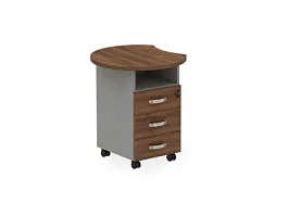 БЕРЛИН / BERLIN Тумба приставная левая 640х700х740 Орех Вармия/Серый - Фото предпросмотра