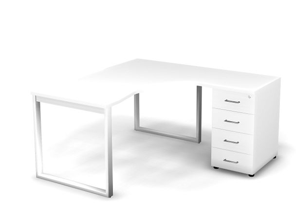 MATRIX 121S191-О Стол эгоном-й с тумбой R, проводник вырезной (O-обр. опоры) 1580х1580х775 Белый - Вид 1