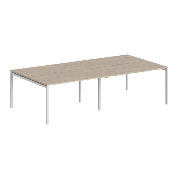 Рабочая станция Sigma 2400х1438х750 / профиль: 40х40 белый; столешница: дуб светлый - Вид 1