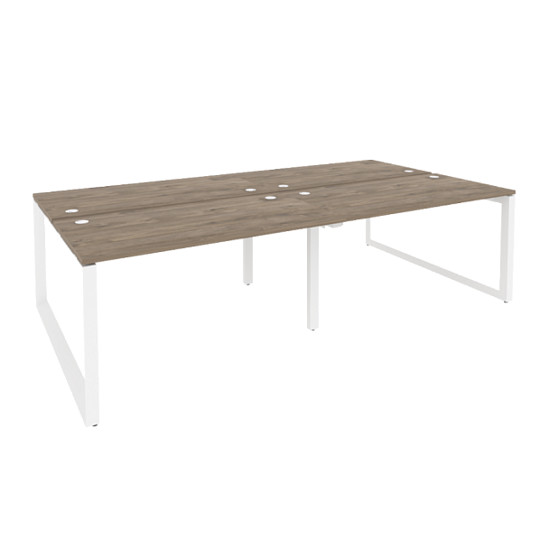 Onix Рабочая станция на О-образном м/к O.MO-D.RS-4.3.7 Тиквуд темный/Белый металл 2760*1475*750 - Вид 1