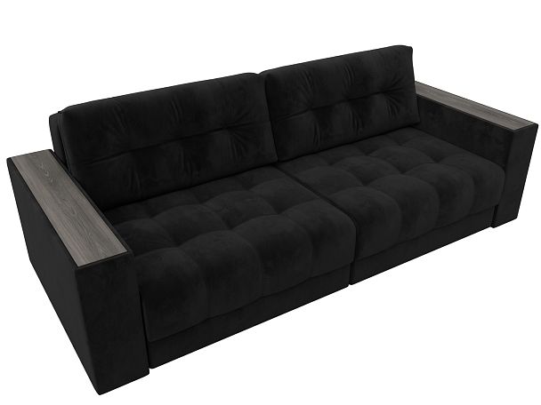 Диван прямой с декором Лига-049 НПБ Велюр черный - Вид 6