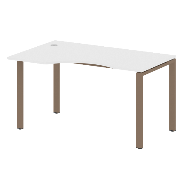 Metal System Стол криволинейный левый на П-образном м/к БП.СА-2 (L) Белый/Мокко металл 1400*900*750 - Вид 1