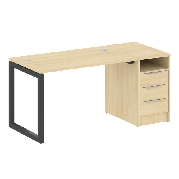 Metal System Quattro Р. ст. с тумбой на О-образном м/к 50БО.РС-СТП-1.2 Акация/Антрацит металл 1612*720*750 - Вид 1