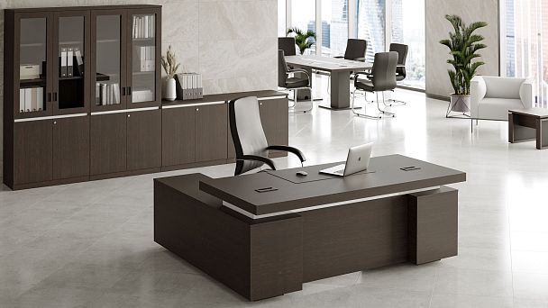 Стол письменный с тумбой и приставкой Liverpool 200x180x76 венге - Вид 12