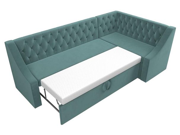 Кухонный угловой диван Мерлин правый (полностью Велюр бирюзовый) - Вид 7