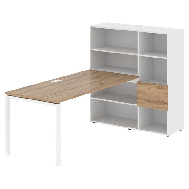 Стол-стеллаж EURST 1217 Дуб Денвер светлый/Белый/Белый 2190х1250х1355 EDIS - Вид 1