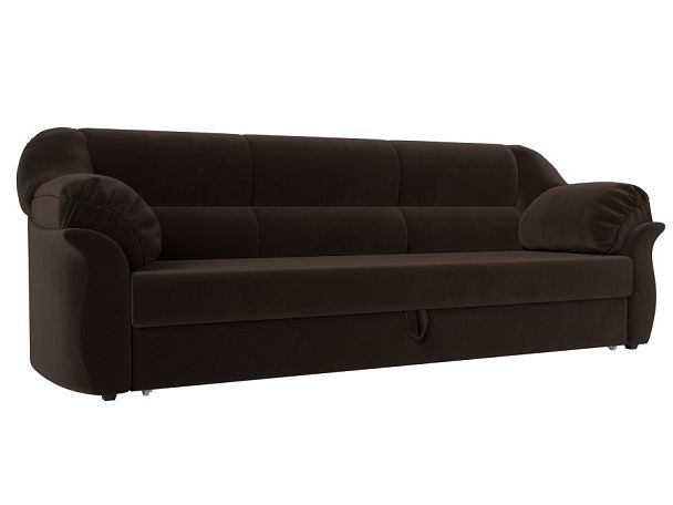 Диван прямой Карнелла (полностью микровельвет коричневый) - Вид 1
