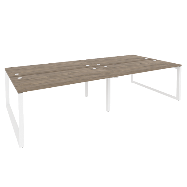 Onix Рабочая станция на О-образном м/к O.MO-D.RS-4.4.7 Тиквуд темный/Белый металл 3160*1475*750 - Вид 1
