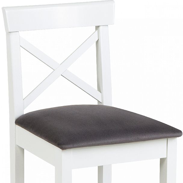 Комплект деревянных полубарных стульев с мягким сиденьем Бергольф Белый/Серый велюр, 4 шт. - Вид 8