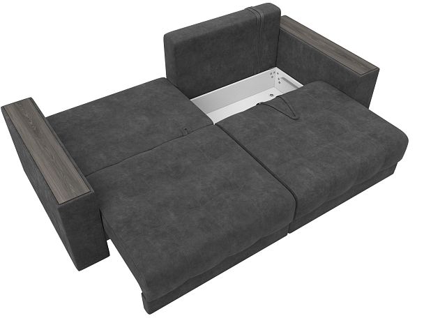 Диван прямой с декором Лига-049 НПБ Велюр серый - Вид 9