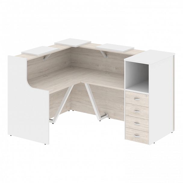 Ресепшн Г-образный "Onix" O.R-K-26 денвер светлый/белый - Вид 1