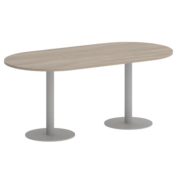 Home Office Стол овальный VR.SP-5-180.1 Дуб аттик/Серый металл 1800*900*753 - Вид 1