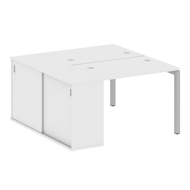 Metal System Quattro Р. ст. с шкафом-купе на П-образном м/к 50БП.РС-СШК-1.1 Т Белый/Серый металл 1410*1475*750 - Вид 1