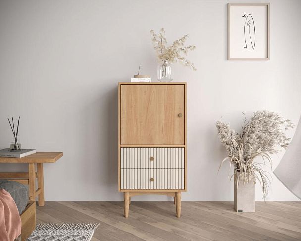 Высокая тумба Bubble Solid с двумя ящиками арт BBL11S, цвет - орех - Вид 2