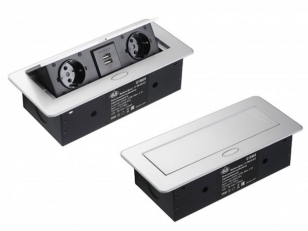 Лючок прямоугольный, металлический Кабель-менеджмент 16x8x2,8 серебристый - Вид 6