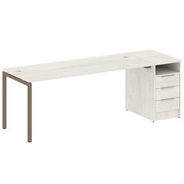 Metal System Quattro Р. ст. с тумбой на П-образном м/к 40БП.РС-СТП-1.5 Дуб наварра/Мокко металл 2212*720*750 - Фото предпросмотра