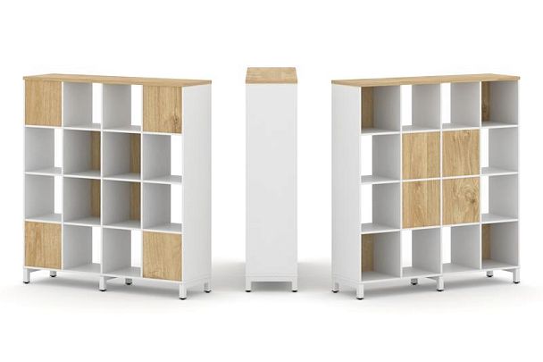 Стайл Проджект Набор стеллажа 2-х сторон., 4 яр. SN.NSD-441 Белый/Тиквуд Светлый/Металл Белый 1488*4 - Вид 1