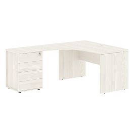 Стол эргономичный с тумбой EDCET 1318(L) Ясень Траун/Белый 1360х1880х750 EDIS - Фото предпросмотра