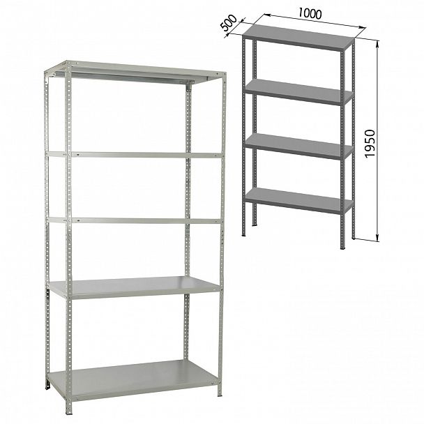 Стеллаж металлический BRABIX "MS KD-195/40-5", 1950х1000х400 мм, 5 полок, сборная стойка, 291119, S240BR244502 - Вид 3