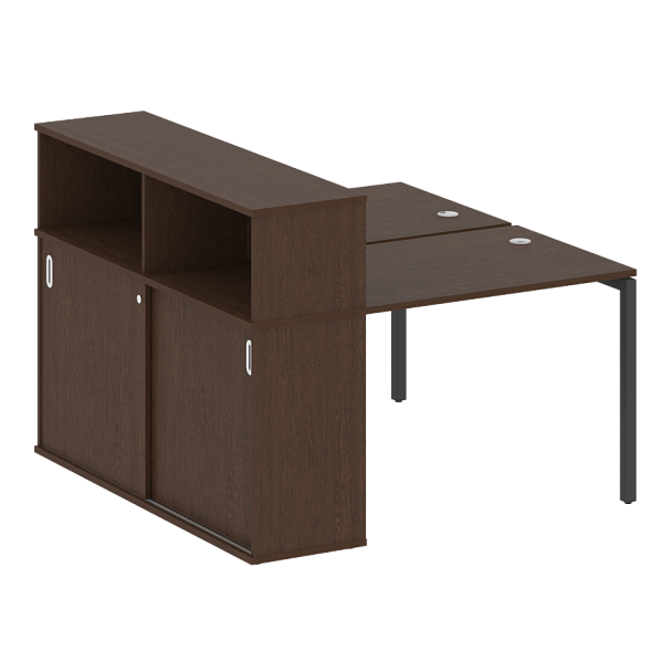 Metal System Quattro Р. ст. с шкафом-купе на П-образном м/к 40БП.РС-СШК-2.1 Т Венге/Антрацит металл 1410*1475*1098 - Вид 1