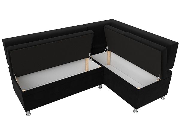 Кухонный уголок Стайл правый (полностью микровельвет черный) - Вид 7