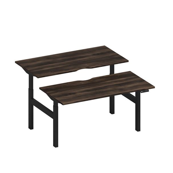 Рабочая станция на электроприводе с вырезами Elevo А2 ЧР 103.2 ДР дуб ристретто/ черный гладкий - Вид 1