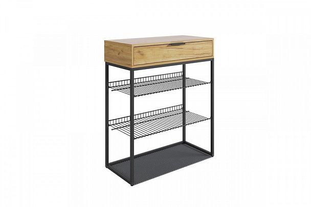 Обувница Краш LMN-13.2555 черный муар/дуб крафт золотой - Вид 1