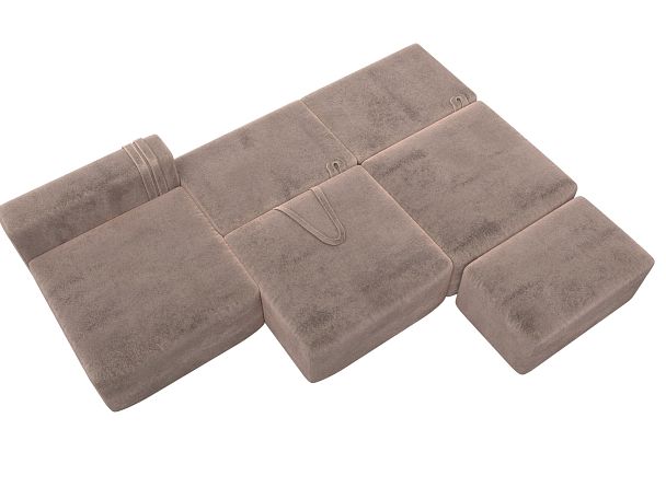 Диван угловой модульный с пуфом Лига-060 НПБ Лонг угол универсальный Велюр бежевый - Вид 8