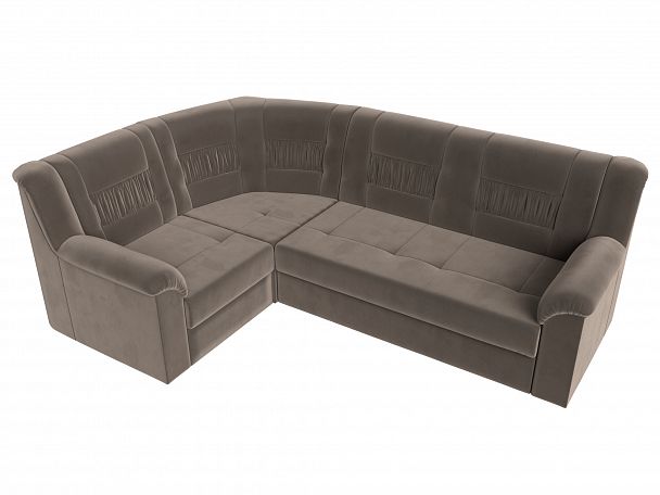 Угловой диван Карелия левый угол (полностью велюр коричневый) - Вид 5