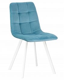 Стул обеденный DOBRIN ALEX SQUARE (белые ножки, морской волны велюр (V108-57)) - Фото предпросмотра
