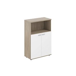 Шкаф средний с нишей  800х400х1200, 2-х дв., з.ст ЛДСП 16 мм / корпус: дуб темный; фасады: белый Сигма / Sigma - Фото предпросмотра