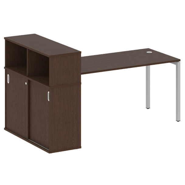 Metal System Quattro Стол письменный с шкафом-купе на П-образном м/к 40БП.РС-СШК-3.4 Т Венге/Серый металл 2010*1120*1098 - Вид 1