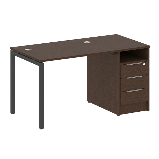 Metal System Quattro Р. ст. с тумбой на П-образном м/к 40БП.РС-СТП-1.1 Венге/Антрацит металл 1412*720*750 - Вид 1