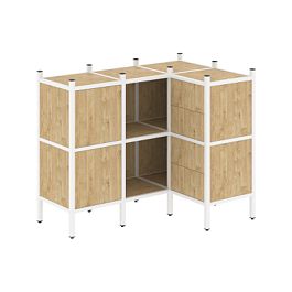 Loft Угловой внутренний стеллаж наборный VR.L-28 Тиквуд светлый/Белый металл 1278*862*1047 - Фото предпросмотра