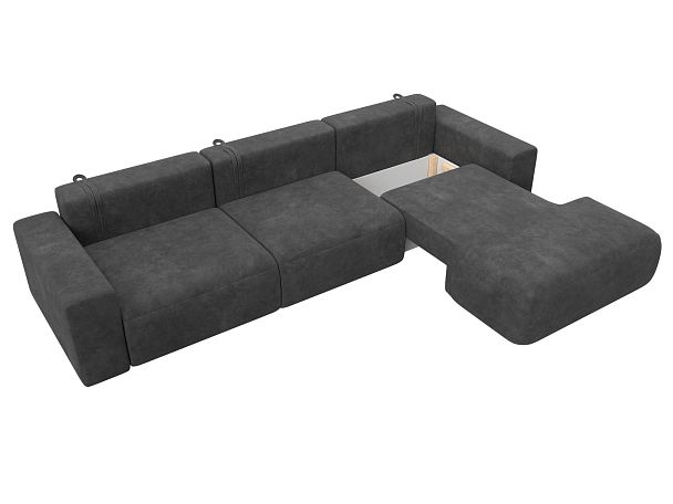 Диван угловой Лига-036 НПБ Классик Лонг правый угол Велюр серый - Вид 7