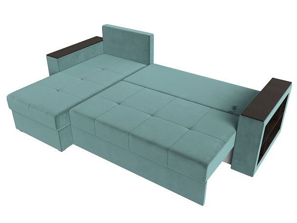 Диван угловой Дубай Лайт угол левый (полностью велюр бирюзовый) - Вид 9