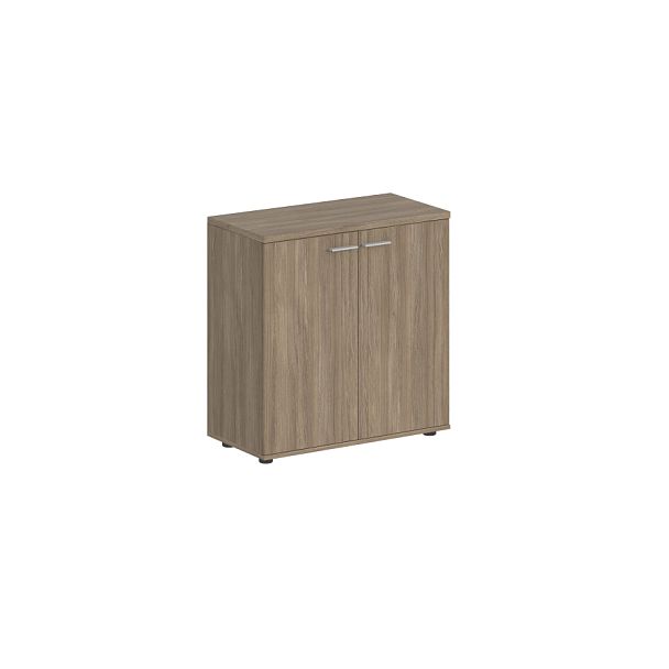 Шкаф низкий 800х400х825, 2-х дв., з.ст HDF / корпус: дуб темный; фасады: дуб темный Сигма / Sigma - Вид 1