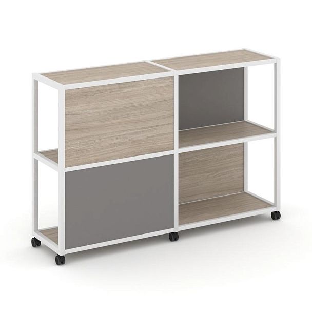 Shelf Mobile Стеллаж 3 уровня 2 секции VR.LT-STK-314.06 Дуб Аттик/Металл Белый/W-11 1170*400*1046 - Вид 1