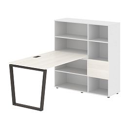 Стол-стеллаж EVRST 1213 Ясень Траун/Мокко/Белый 1790х1250х1355 EDIS - Фото предпросмотра