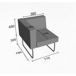 (sle-kap1) Кресельная секция Слендер А с одним подлокотником - Фото предпросмотра