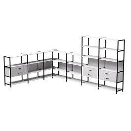 Набор стеллажных систем №19 Everprof EVO 2440x3630x1840 Белый/Черный - Фото предпросмотра