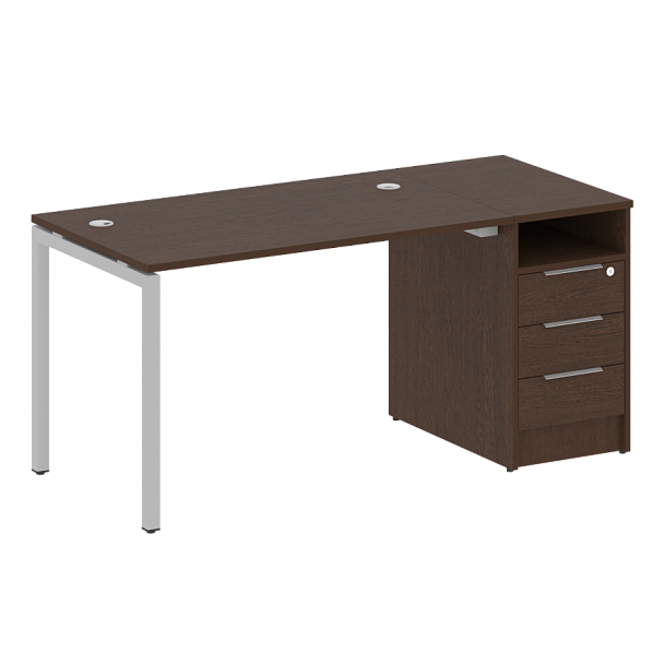 Metal System Quattro Р. ст. с тумбой на П-образном м/к 40БП.РС-СТП-1.2 Венге/Серый металл 1612*720*750 - Вид 1