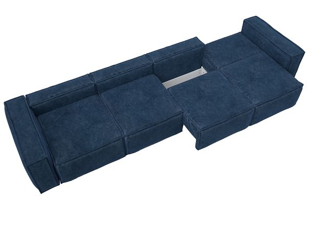 Диван прямой Лига-081 НПБ МегаЛонг Велюр синий - Вид 8