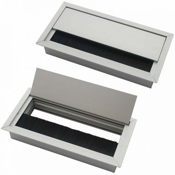 Лючок прямоугольный, металлический Кабель-менеджмент 16x8x2,8 серебристый - Вид 1