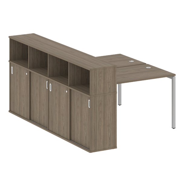 Metal System Quattro Р. ст. с шкафом-купе на П-образном м/к 40БП.РС-СШК-4.2 Т Вяз/Серый металл 1610*2332*1098 - Вид 1