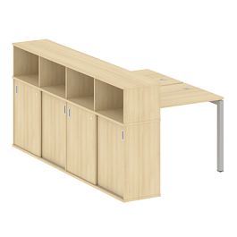 Метал Систем Куатро / Metal System Quattro Р. ст. с шкафом-купе на П-образном м/к 50БП.РС-СШК-4.1 Т Акация/Серый металл 1410*2332*1098 - Фото предпросмотра