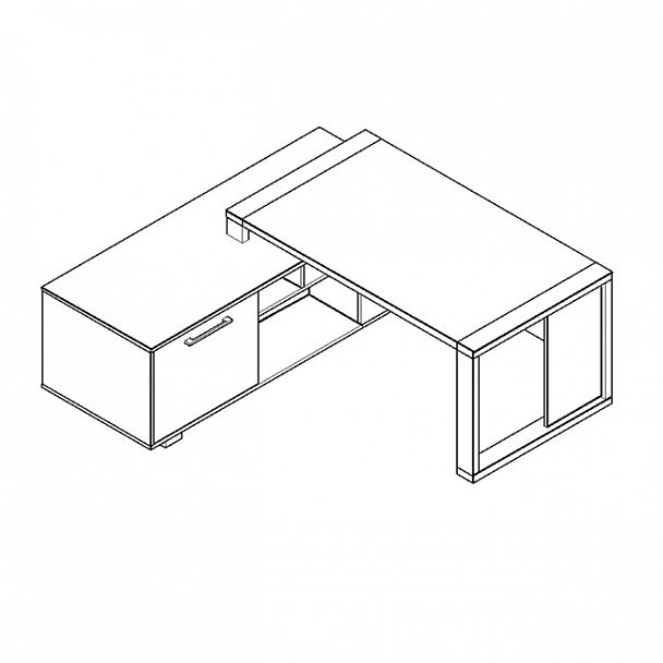 Стол руководителя с тумбой ACT 1918(R) Дуб Бофорд/Венге Магия 1900х1800х750 ALTO - Вид 2